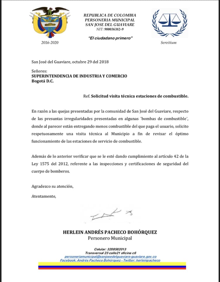 Conozca el documento enviado a la Superintendencia de Industria y Comercio - Foto/ Herleín Andrés Pacheco Bohórquez