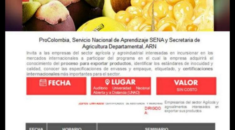 Sena Guaviare dictará seminario sobre exportación de productos agrícolas