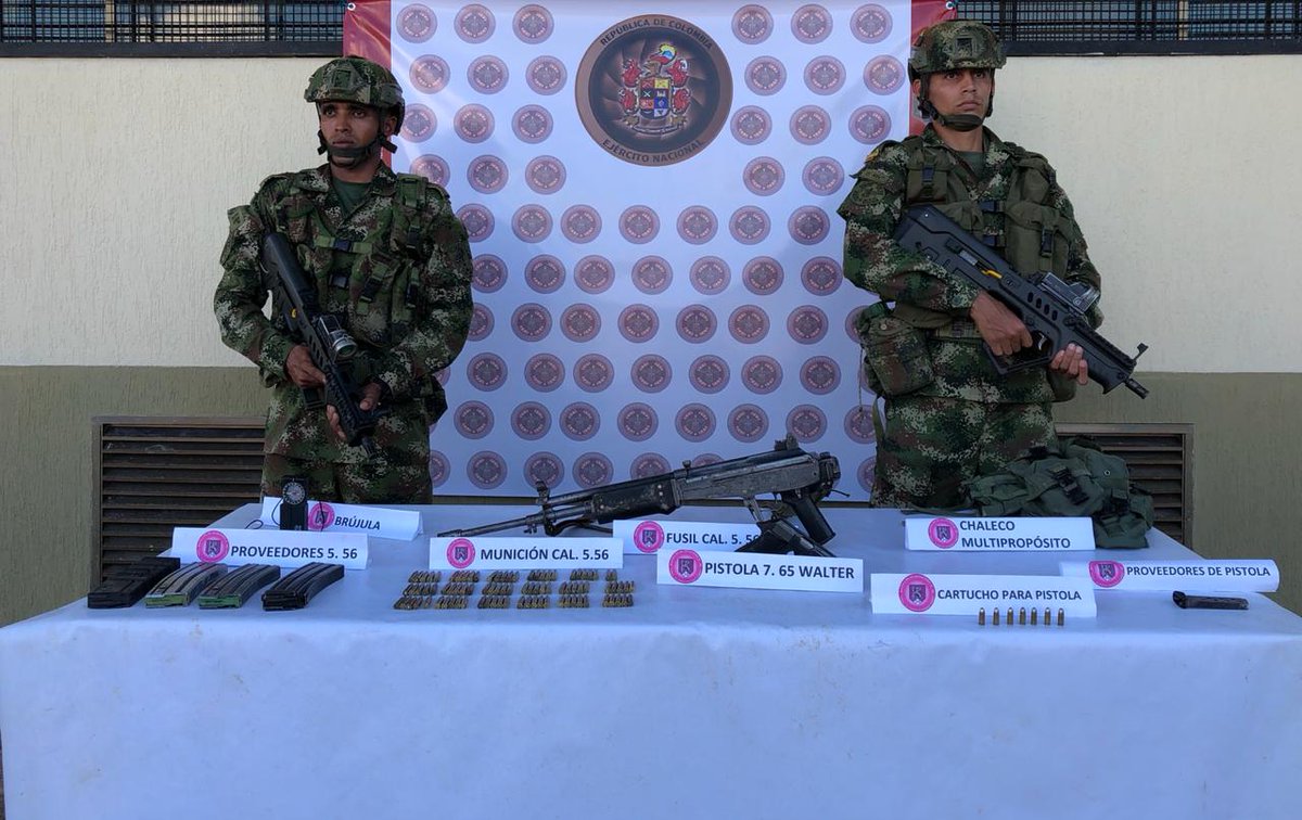 Armamento incautado en operación militar contra alias "el Indio" en Vaupés.