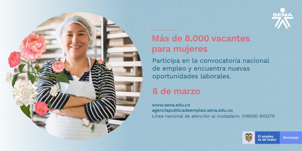 ¿Mujer, estás sin trabajo? Participa de la convocatoria nacional de empleo del SENA