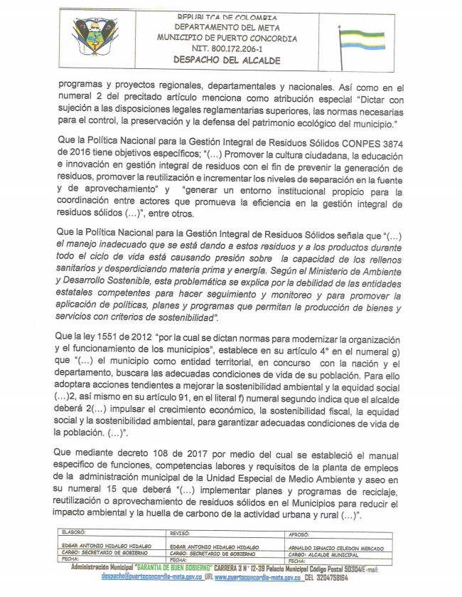 Decreto N° 15 del 19 de enero de 2020