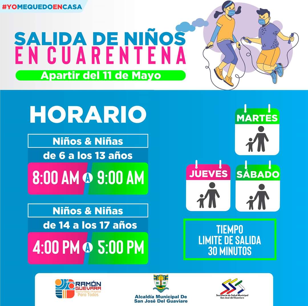 Salida de niños en cuarentena en San José del Guaviare.