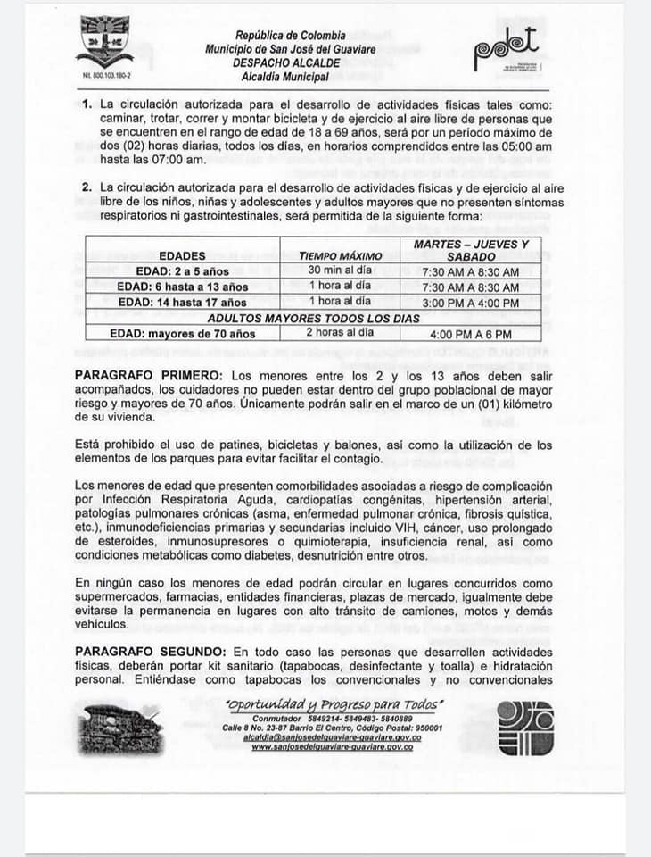 Conozca las nuevas medidas del Decreto Nº 85 para San José del Guaviare