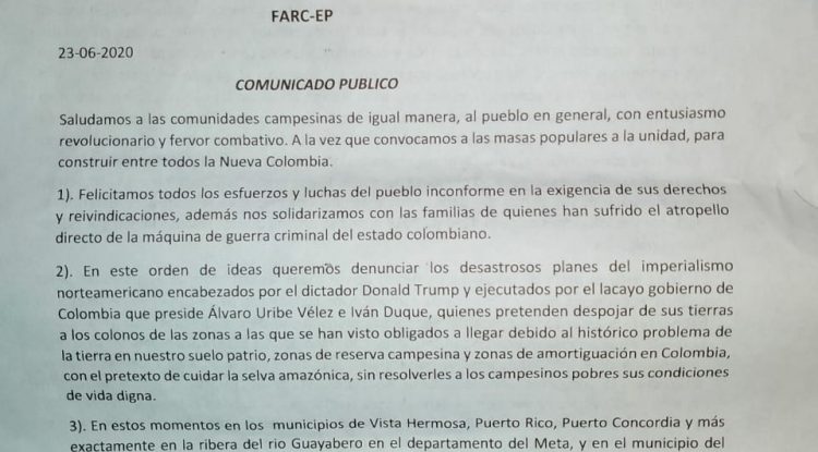 Policía Guaviare investiga autoría de disidencias de panfleto