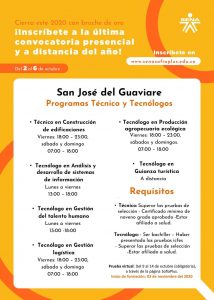 Sena Regional Guaviare abre inscripciones para la última convocatoria del año