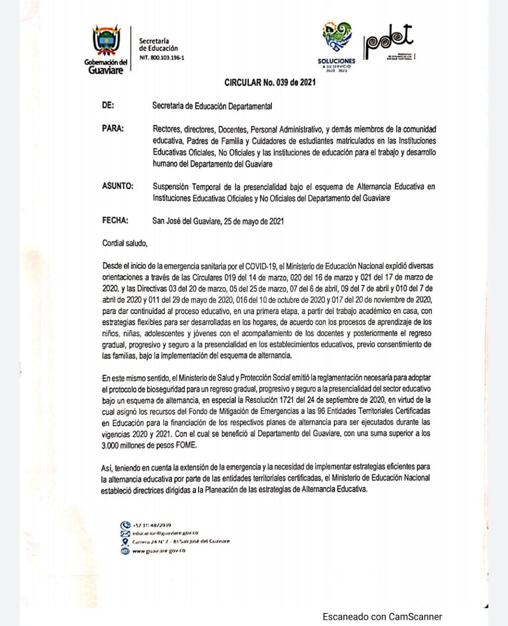 Suspenden clases de alternancia en siete instituciones de Guaviare