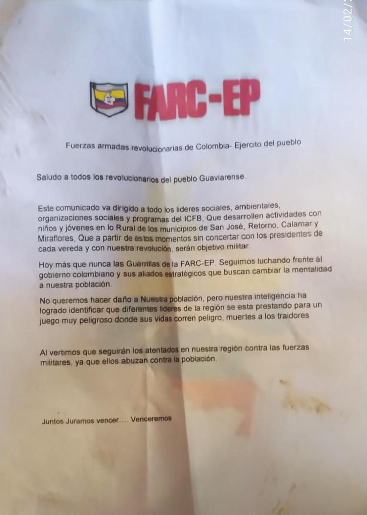 Panfleto que amenaza a líderes sociales y programas del ICBF es falso