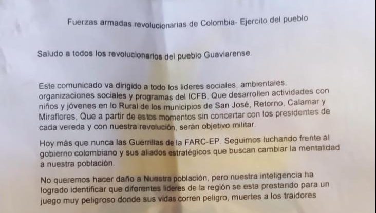 Panfleto que amenaza a líderes sociales y programas del ICBF es falso