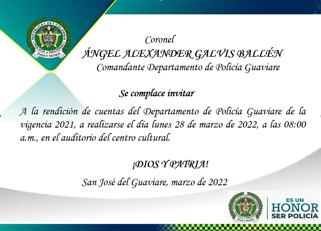 Hoy la Policía Guaviare hará rendición de cuentas