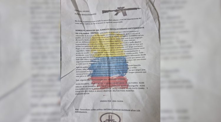 Autoridades investigan veracidad de panfleto que circula en el Guaviare y sur del Meta