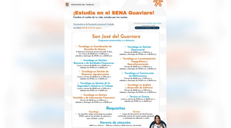 Sena Guaviare abre cuarta convocatoria con nueve programas de formación