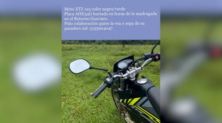 Hurtan motocicleta de vivienda en El Retorno, Guaviare