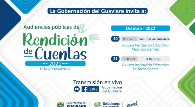 Rendición de cuentas 2021 realizará la Gobernación del Guaviare