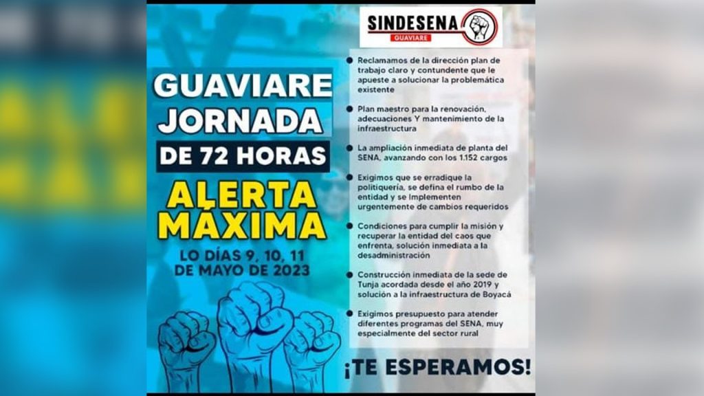 Sindesena en Guaviare se va a paro por tres días: estas son las razones