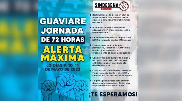 Sindesena en Guaviare se va a paro por tres días: estas son las razones