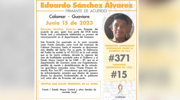 Guaviare: Alcalde de Calamar rechazó homicidio de firmante de paz