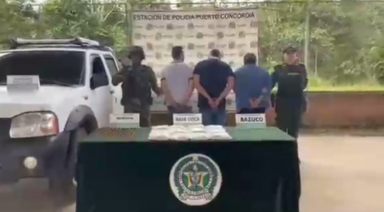 Capturan a tres hombres e incautan drogas y munición en Puerto Concordia, Meta