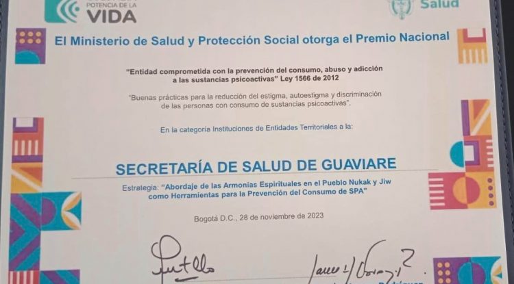 SSG logró premio en prevención de sustancias psicoactivas