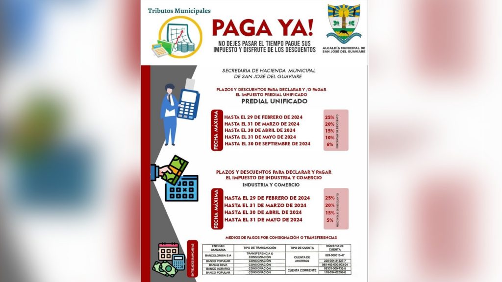 Plazos y descuentos para pagar impuesto predial e Industria y Comercio