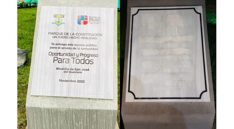 Retiran placas y logos de gobierno anterior de San José del Guaviare