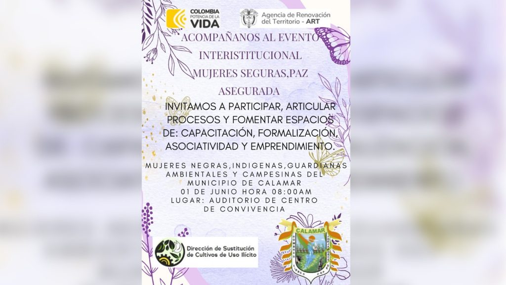 En Calamar se realizará el evento internacional Mujeres Seguras, Paz Asegurada