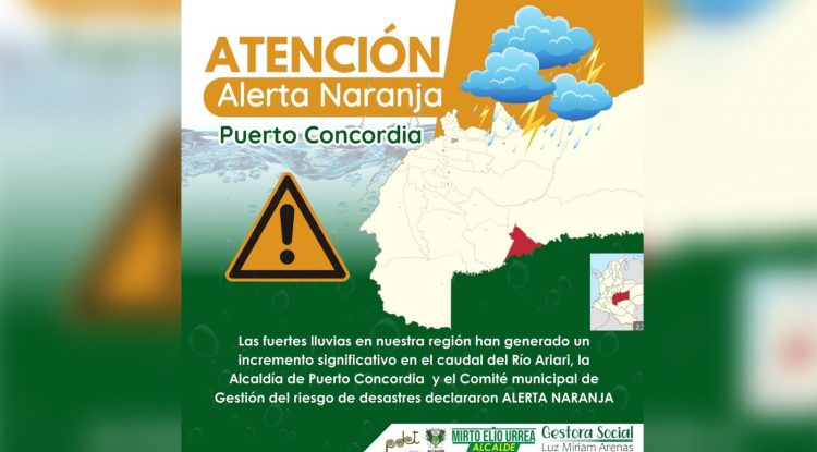 Meta: Alcaldía de Puerto Concordia declaró la alerta naranja