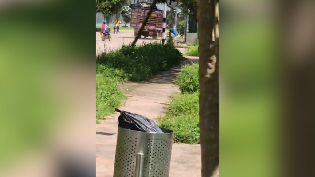 Mal uso a canecas de basuras en la biblioteca municipal