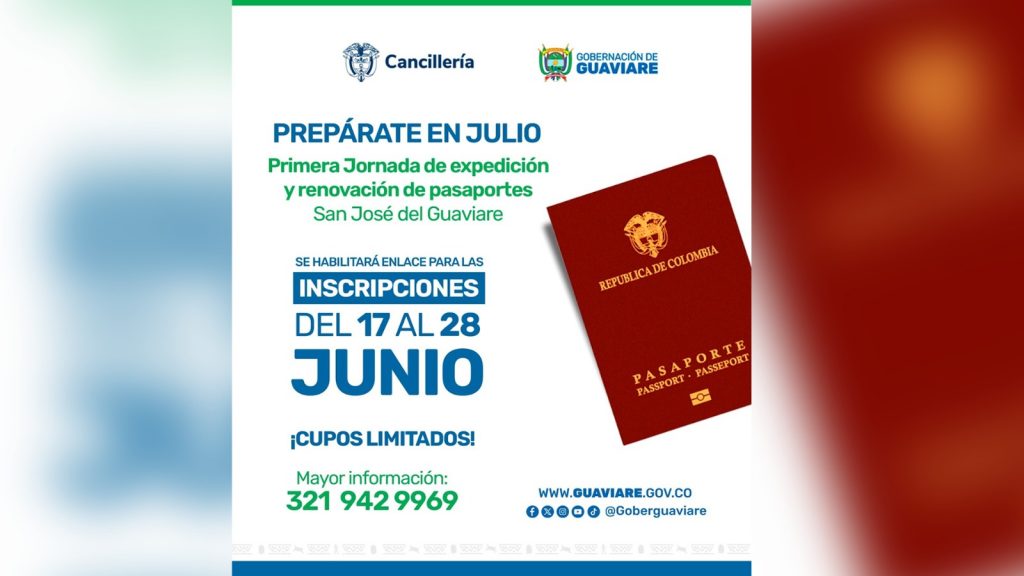 Hoy inicia inscripciones para renovación y expedición de pasaportes en Guaviare