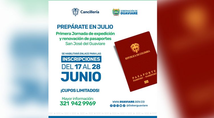 Hoy inicia inscripciones para renovación y expedición de pasaportes en Guaviare
