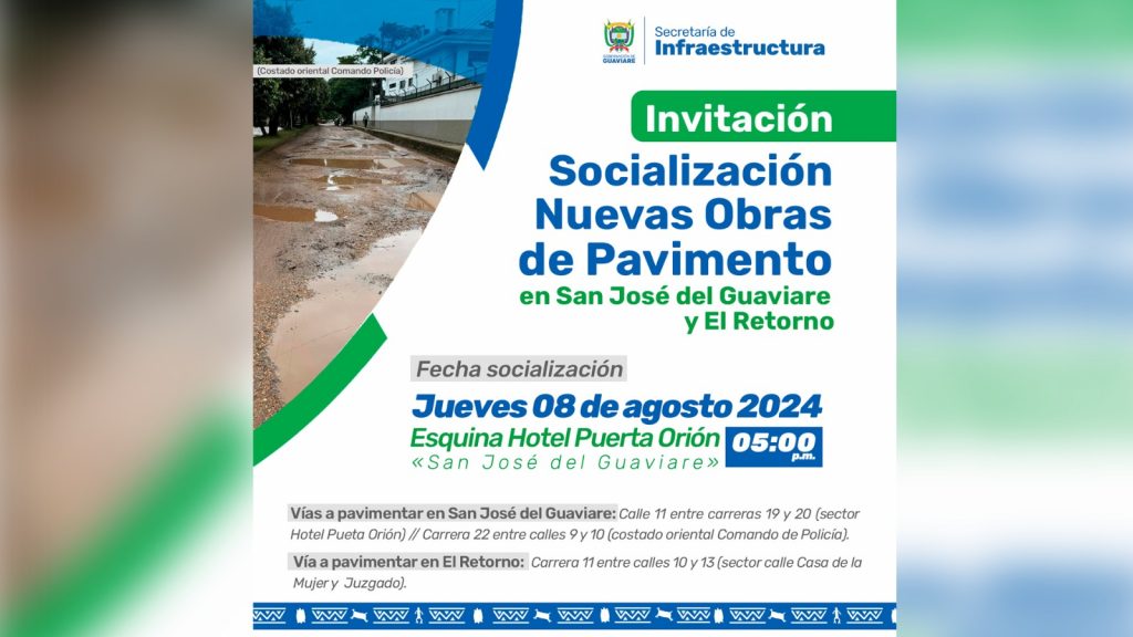 Estas son las nuevas vías a pavimentar en San José del Guaviare y El Retorno